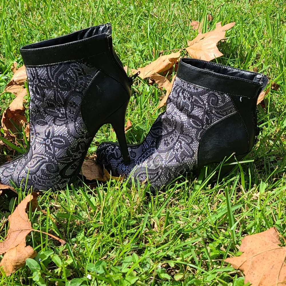 Black Lace Detail Boots